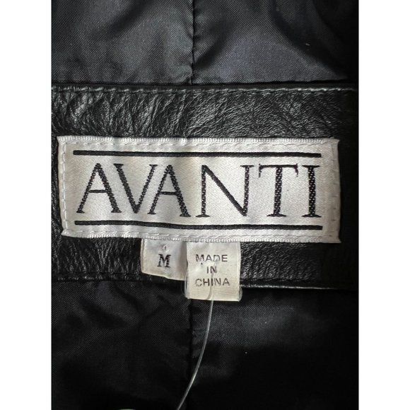 Avanti Black Leather Coat Sz Medium Knee Length - Picture 6 of 16